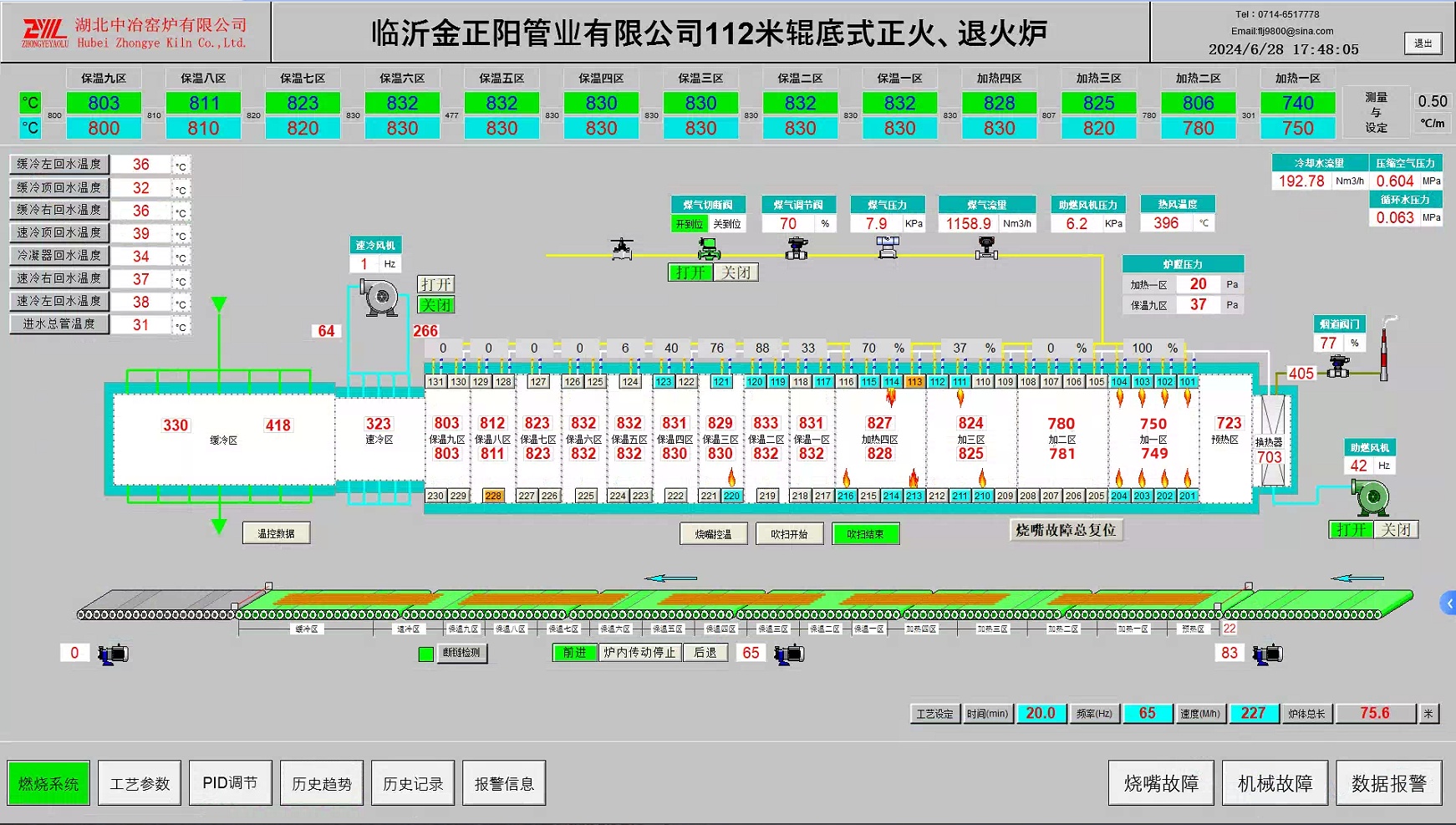 金正陽112m輥底式正火、退火爐控制系統(tǒng)
